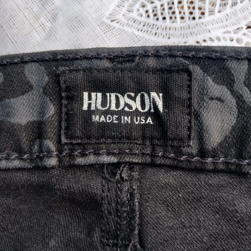 Hudson Barbara High Waist Super Skinny Jeans Sz 27 Black Print - Picture 5 of 14